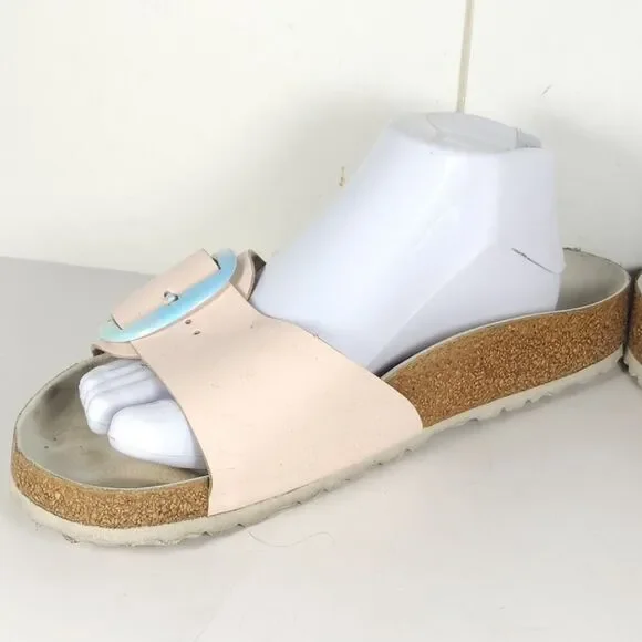 Birkenstock Women's Madrid Big Buckle EU41 US10 Leather Light Pink Slide Sandals - Picture 7 of 16